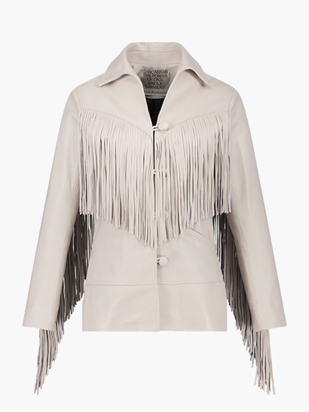 Dan Cassab Dottie Leather Fringe Jacket Light Grey Small NWT Country Western